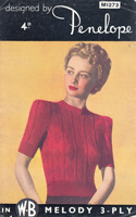 vintage lsdies jumper knitting pattern form 1940s 