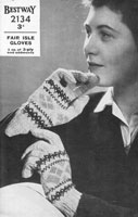 vintage ladies fair isle glove knitting pattern from 1940s