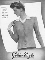 vintage ladies cardigan golden eagle knittingn pattern 800 to fit 34 inch bust war time with coupons