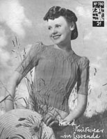 vintage ladies jumper knitting patern with shoulder pads 1940