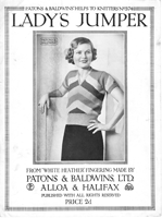 vintage ladies stripe jumper knitting pattern from 1930s
