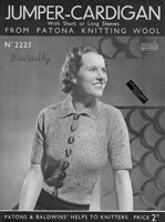 vintage ladies jumper cardigan knitting pattern from 1930s patons 2225
