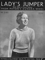 vintage 1930s ladies knitting pattern angora jumper patons 2183