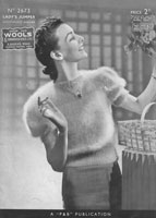 vintage ladies 1930s angora jumper knitting pattern patons 2673