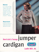 vintage ladies knitting pattern for a cardigan with fair isle panels to front