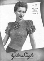 vintage ladies blouse knitting pattern from wartime 1940s long or short sleeves