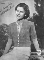 vintage ladies cardiga knitting pattern from 1930s