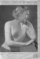 vintage ladies knitting pattern from 1940s forlong or short sleeved jumper knitting pattern