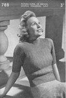 vintage knitting pattern for ladies jumper 1940s