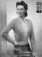 vintage ladies cardigan knitting pattern from 1930s in bluebell design