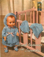 Rare vintage doll knitting pattern. Instructions for 18 and 20 inch dolls knitted in vintage 3ply