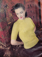 vintage ladies lacy jumper knitting pattern from 1940s