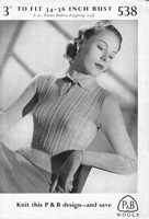vintage ladies 2ply jumper knitting pattern from 1940s