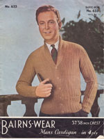 Vintage mens cardigan knitting pattern