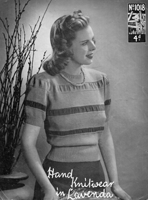 vintage ladies strip jumper knitting pattern form 1940s